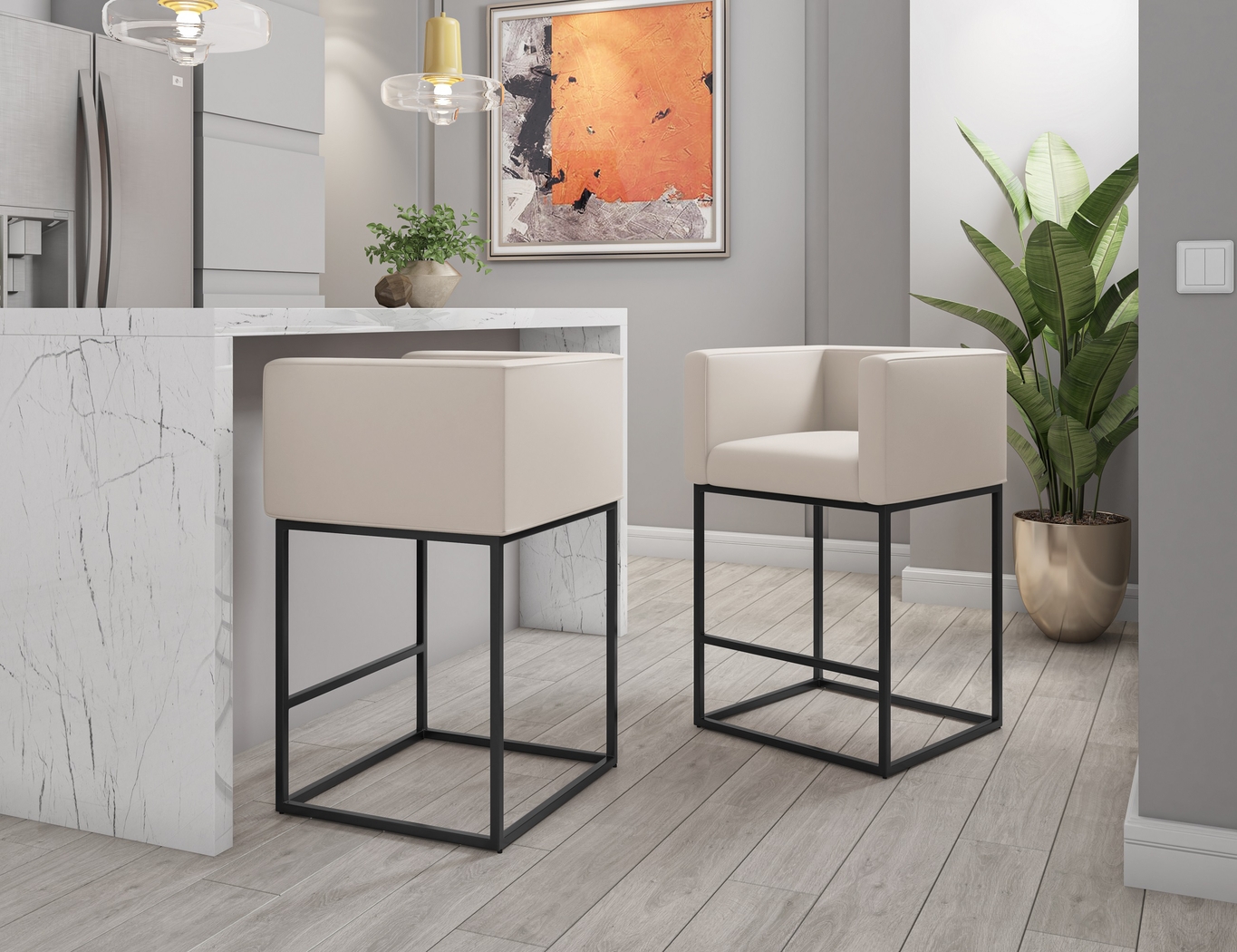 Lafbery Beige Counter Height Stool - Thumbnail - Image 6