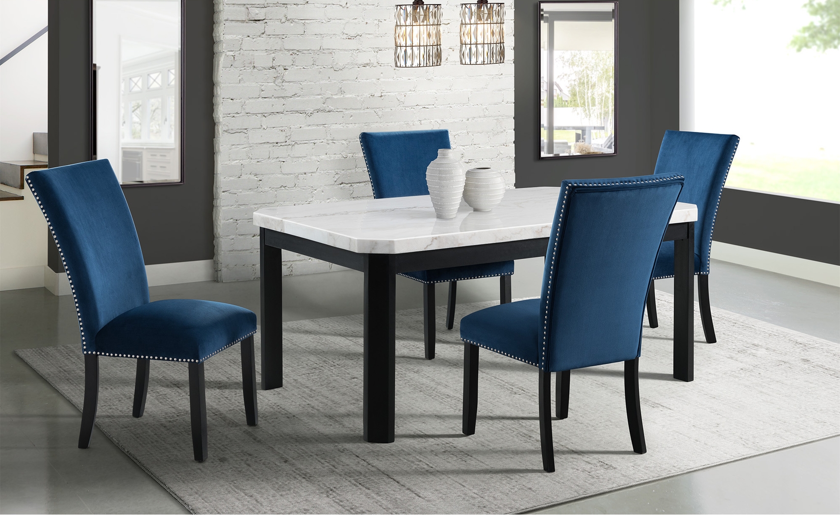 Lafortune Blue Side Chair Set - Thumbnail - Image 2