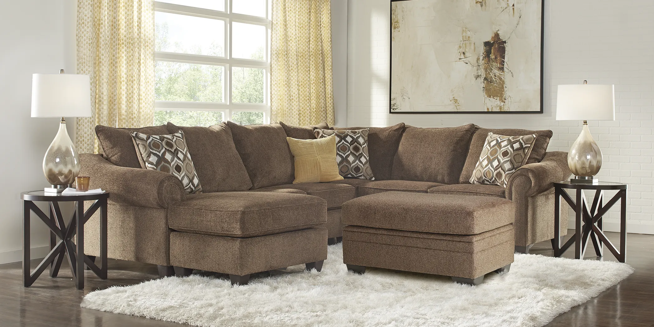 Lago Vista Chocolate 3 Pc Sectional Living Room - Thumbnail - Image 1