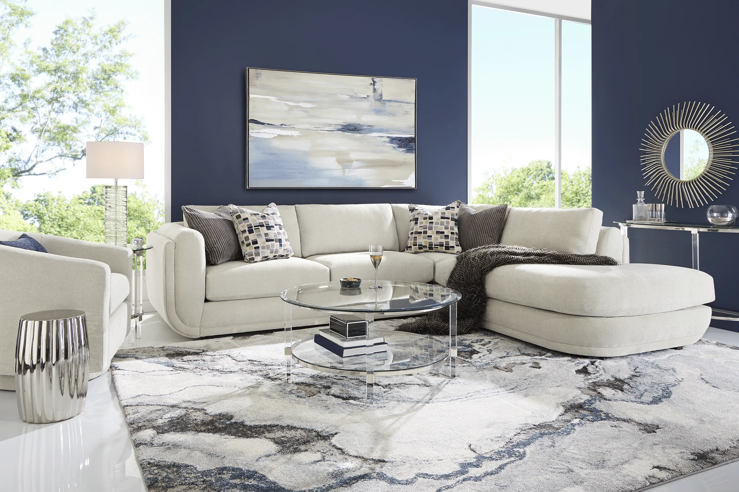 Laguna Hills Dove 5 Pc Sectional Living Room - Thumbnail - Image 1