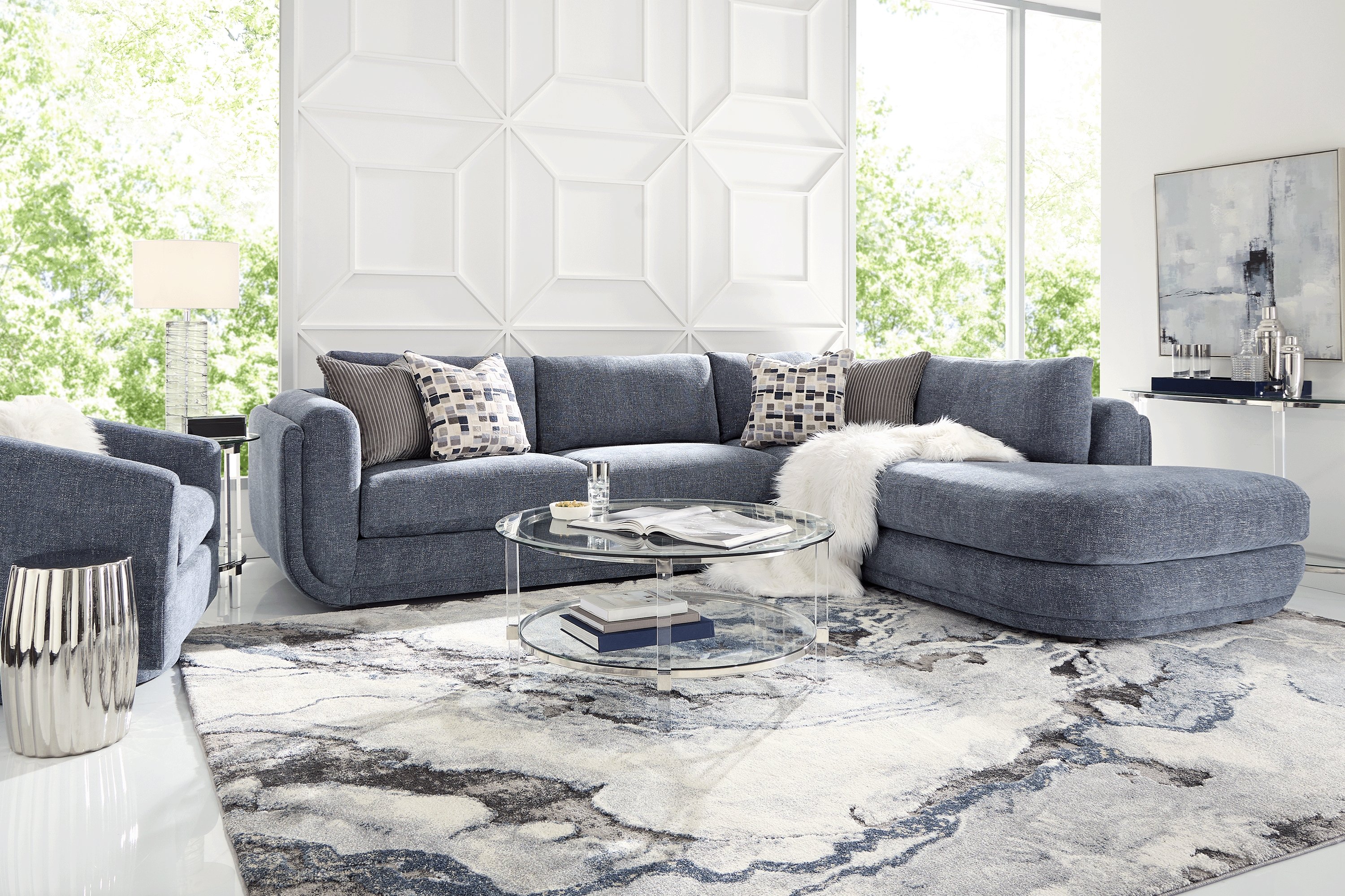 Laguna Hills Indigo 5 Pc Sectional Living Room - Thumbnail - Image 1