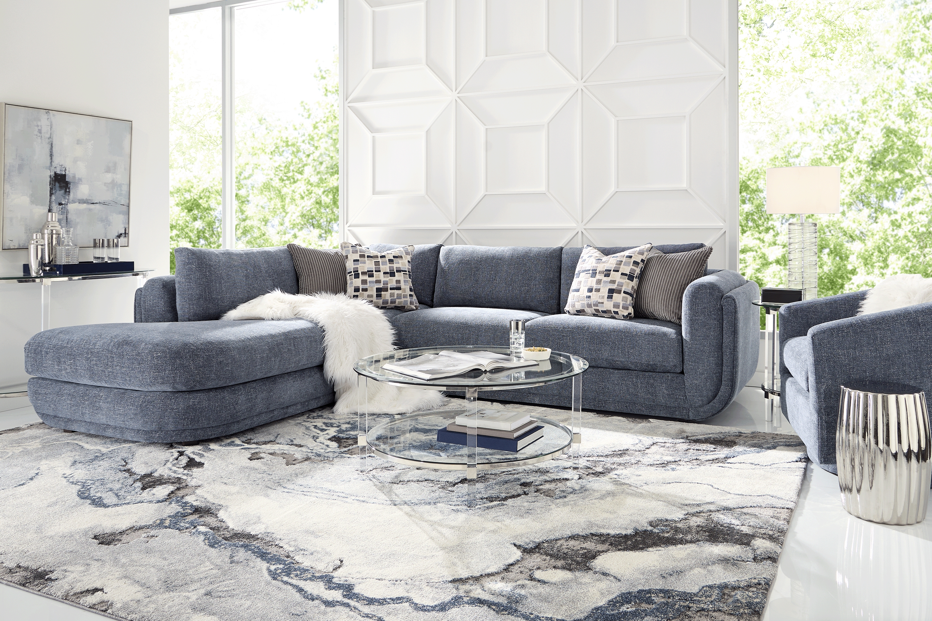 Laguna Hills Indigo 5 Pc Sectional Living Room - Thumbnail - Image 1