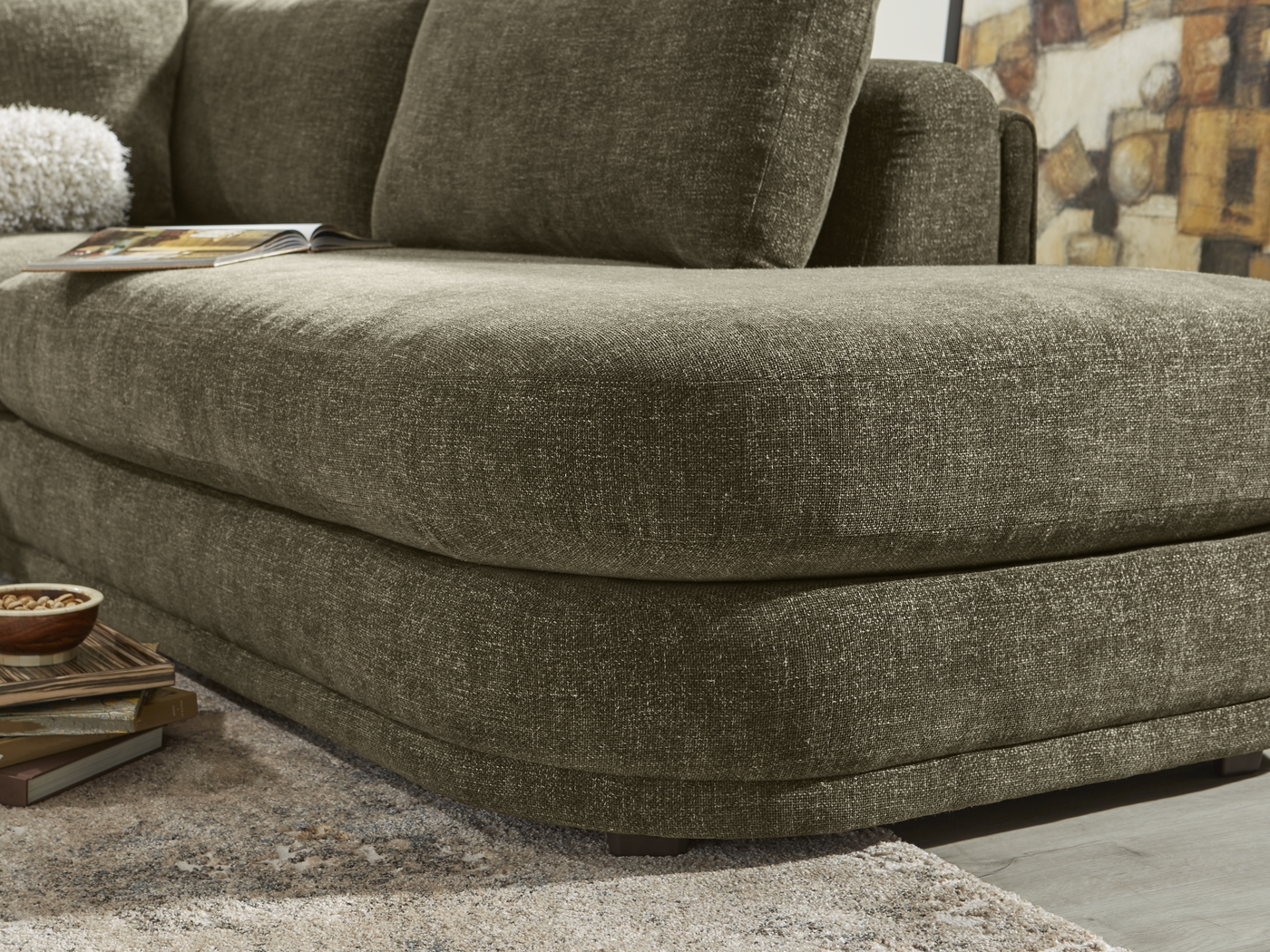 Laguna Hills Olive 5 Pc Sectional Living Room - Thumbnail - Image 9