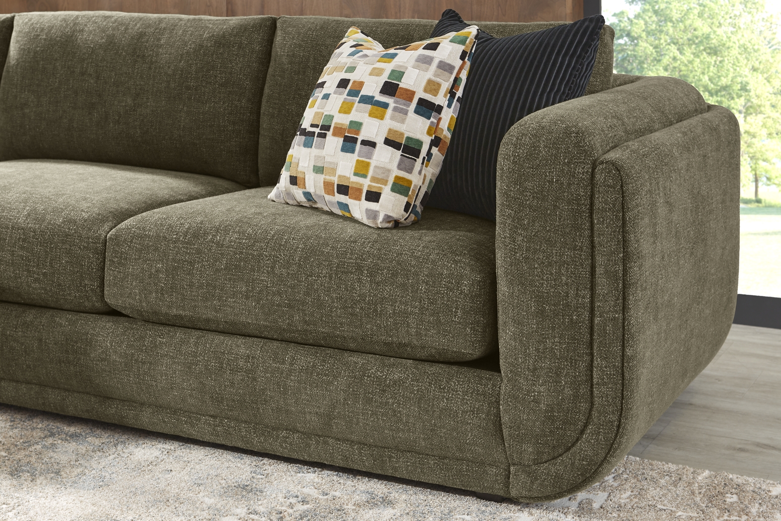 Laguna Hills Olive 5 Pc Sectional Living Room - Thumbnail - Image 6