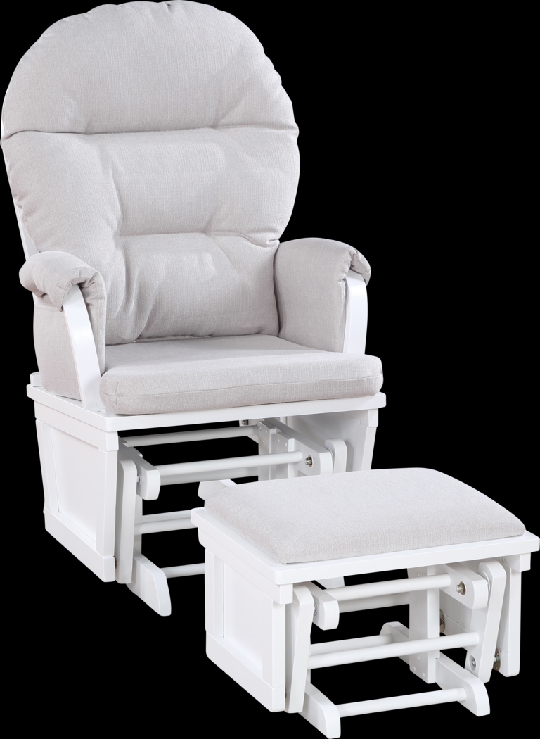 Nursery Laharpe Light Gray/White Glider & Ottoman - Thumbnail - Image 1