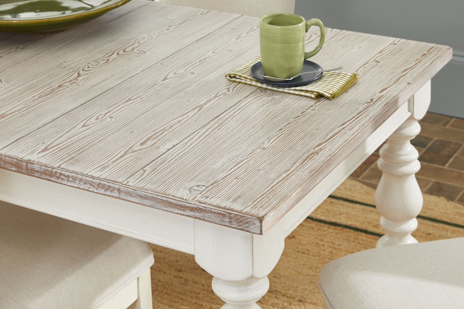 Lainey Cottage White 5 Pc Dining Room with Upholstered Chairs - Thumbnail - Image 3