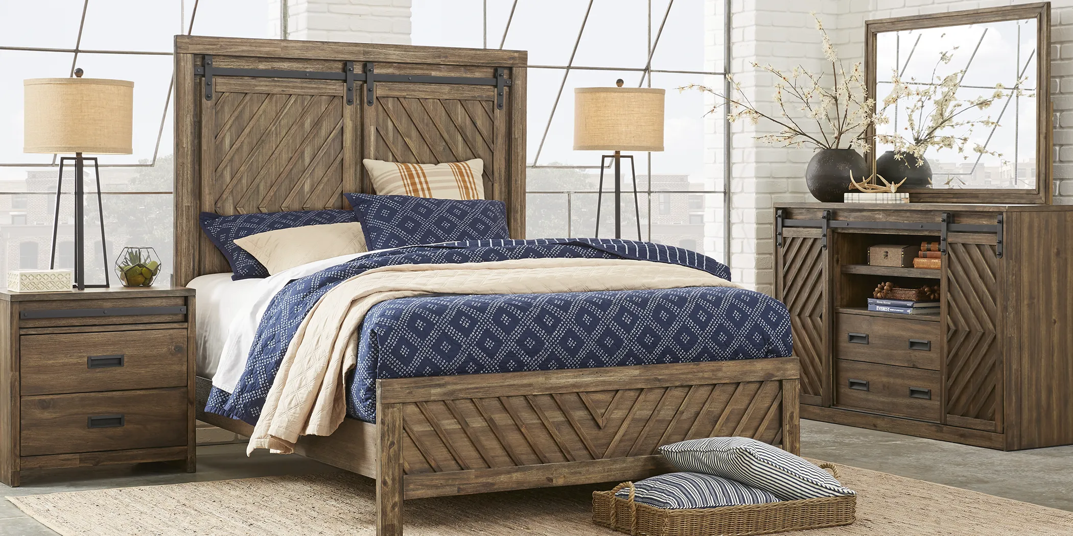 Lake Arrowhead Brown 5 Pc Queen Panel Bedroom - Thumbnail - Image 1