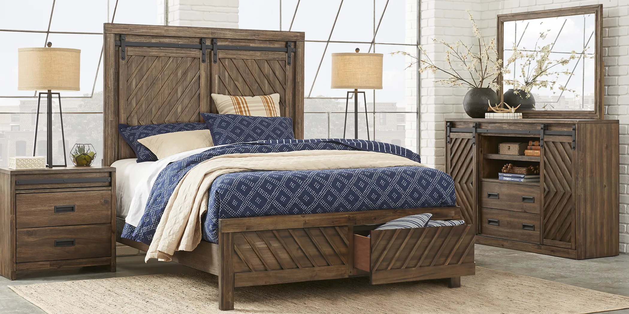 Lake Arrowhead Brown 5 Pc Queen Storage Bedroom - Thumbnail - Image 1