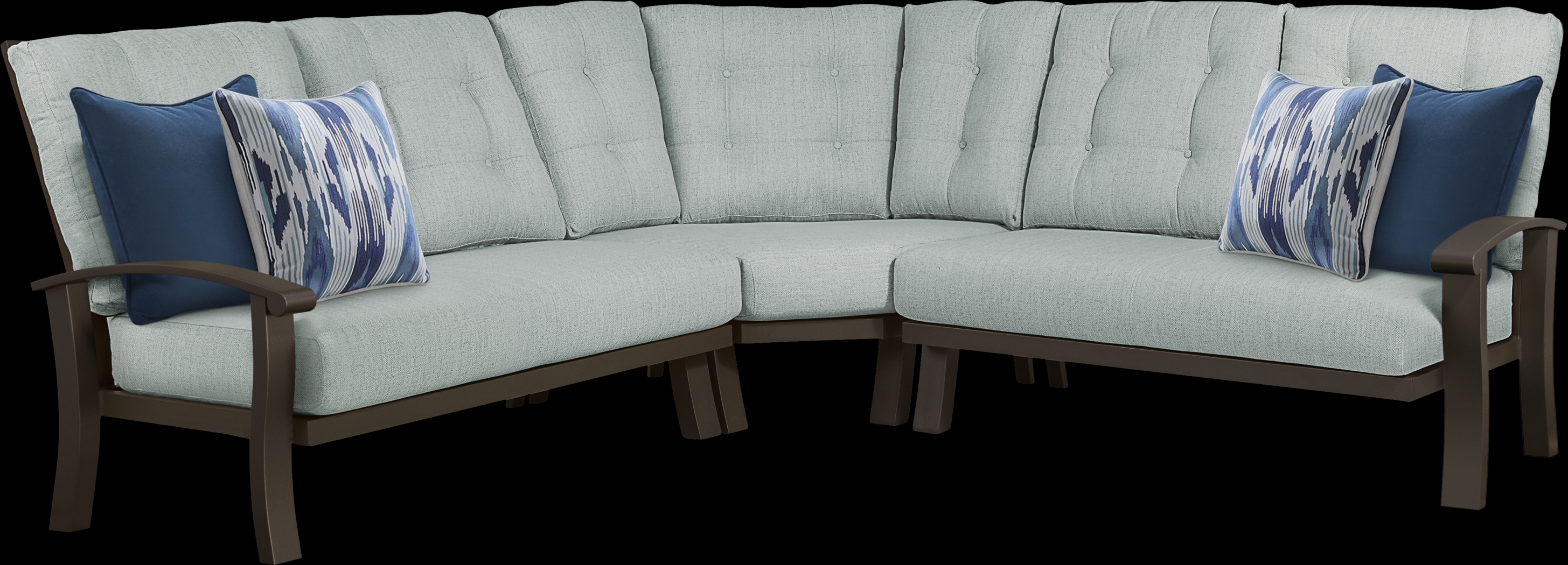 Lake Breeze Aged Bronze 3 Pc Outdoor Sectional with Mist Cushions - Thumbnail - Image 1