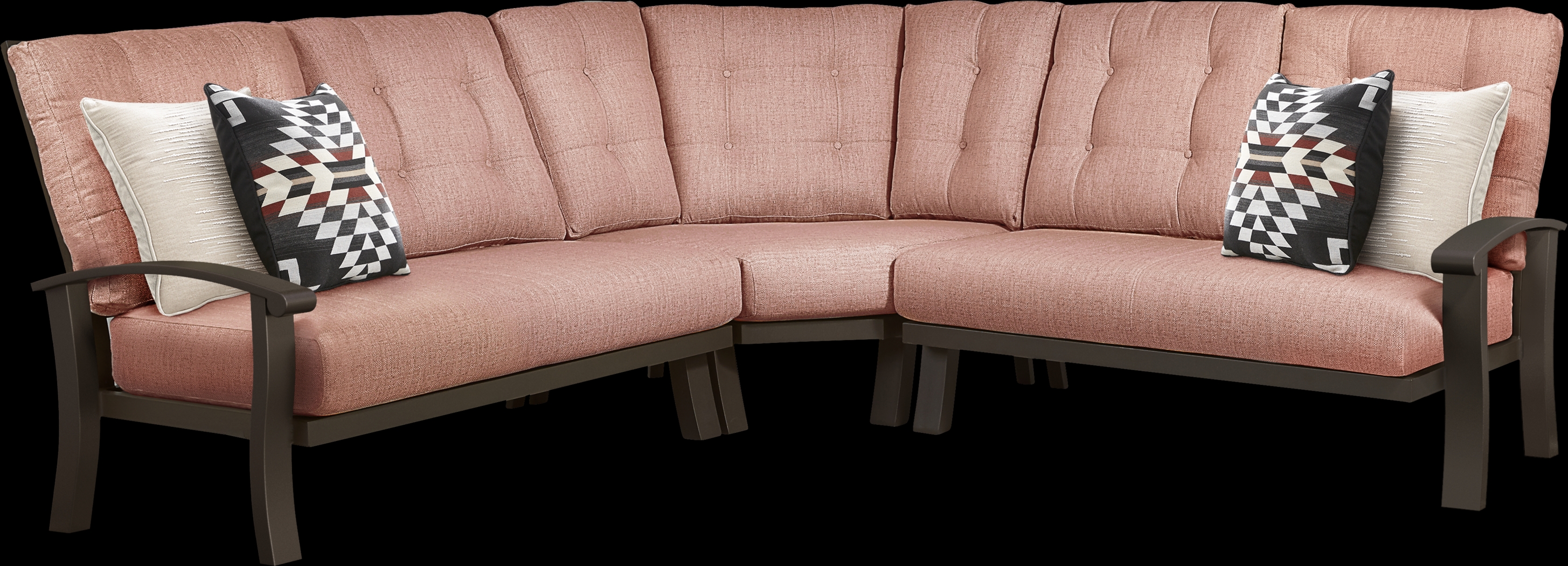 Lake Breeze Aged Bronze 3 Pc Outdoor Sectional with Terracotta Cushions - Thumbnail - Image 1