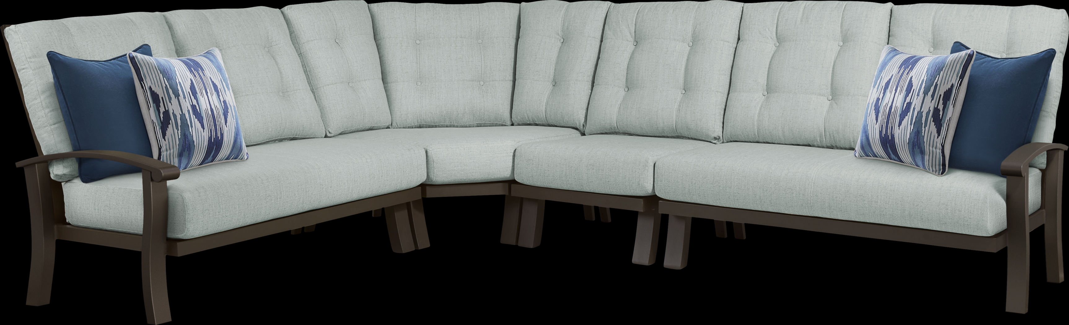 Lake Breeze Aged Bronze 4 Pc Outdoor Sectional with Mist Cushions - Thumbnail - Image 1