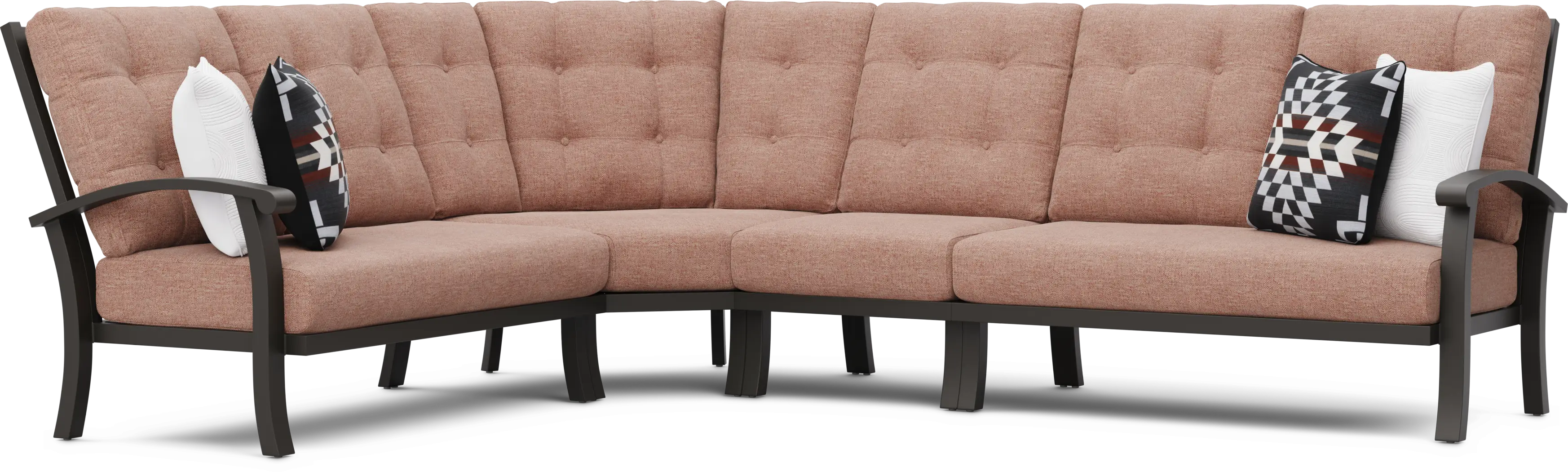 Lake Breeze Aged Bronze 4 Pc Outdoor Sectional with Terracotta Cushions - Thumbnail - Image 1