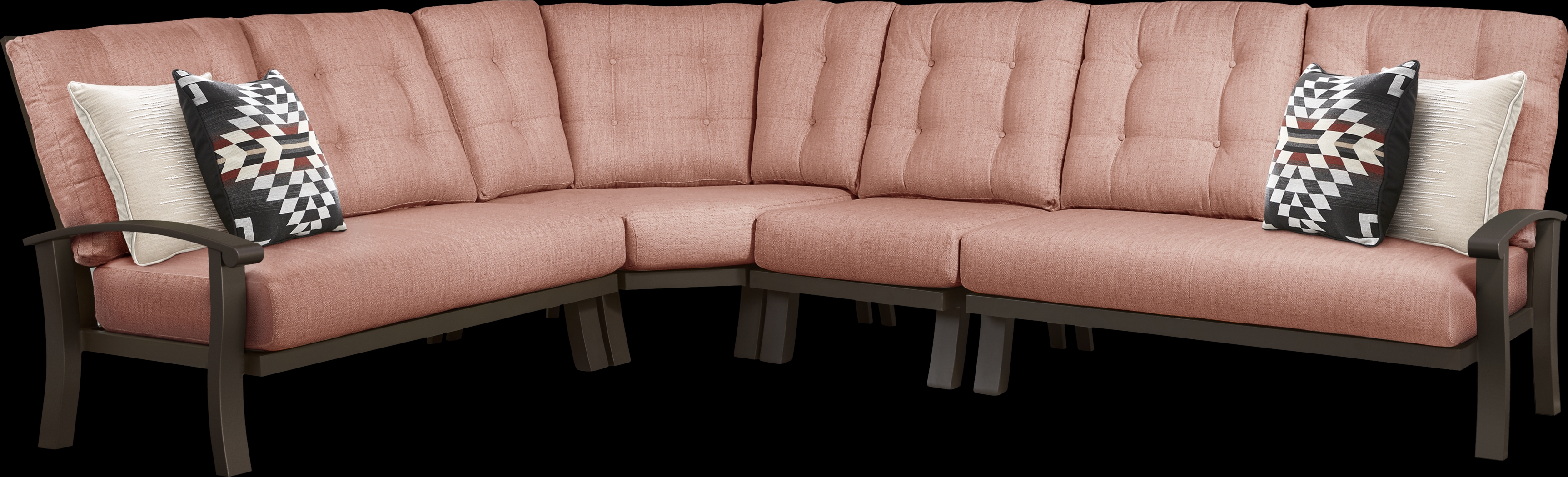 Lake Breeze Aged Bronze 4 Pc Outdoor Sectional with Terracotta Cushions - Thumbnail - Image 1