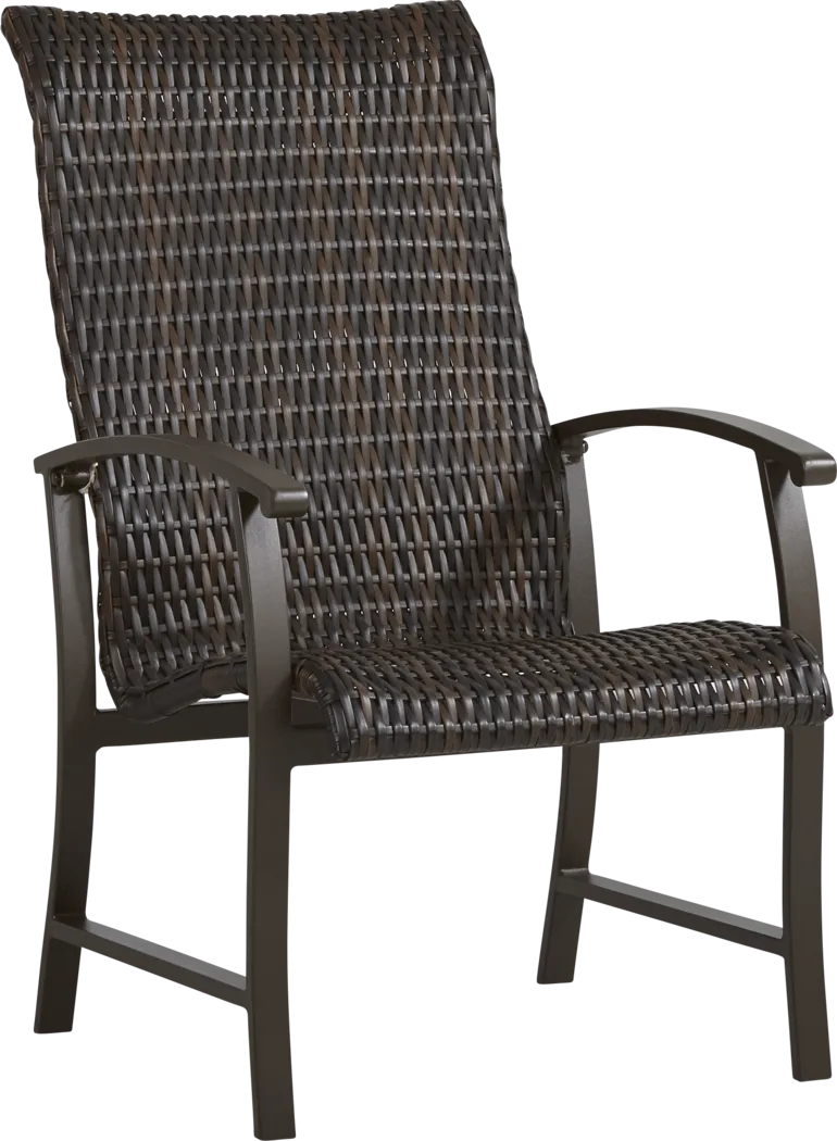 Lake Breeze Aged Bronze Black Wicker Outdoor Dining Chair - Thumbnail - Image 1