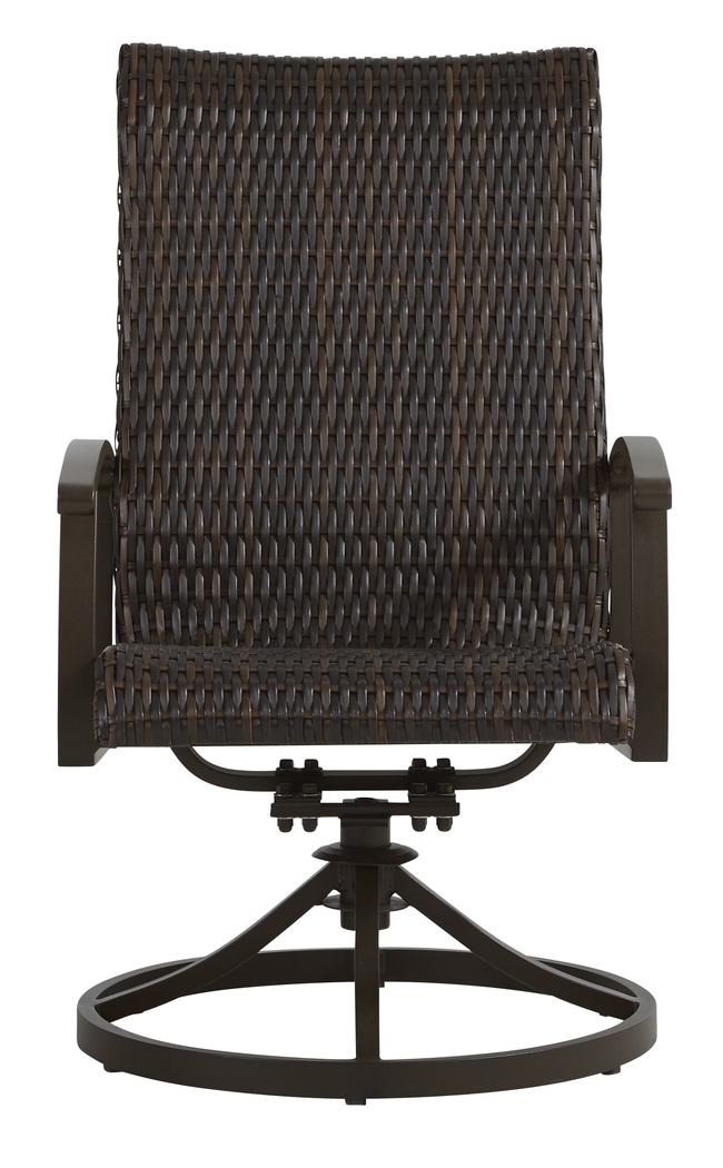 Lake Breeze Aged Bronze Black Wicker Outdoor Swivel Dining Chair - Thumbnail - Image 2