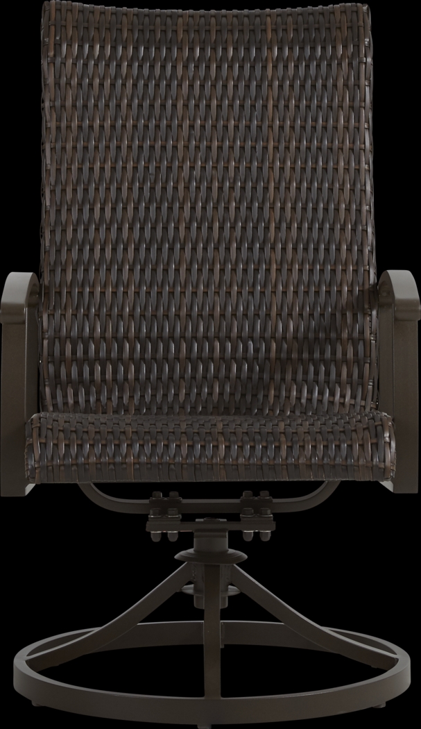 Lake Breeze Aged Bronze Black Wicker Outdoor Swivel Dining Chair - Thumbnail - Image 2