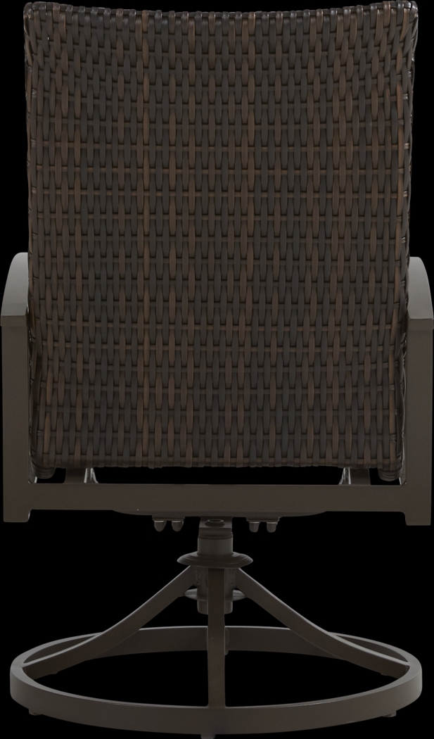 Lake Breeze Aged Bronze Black Wicker Outdoor Swivel Dining Chair - Thumbnail - Image 3