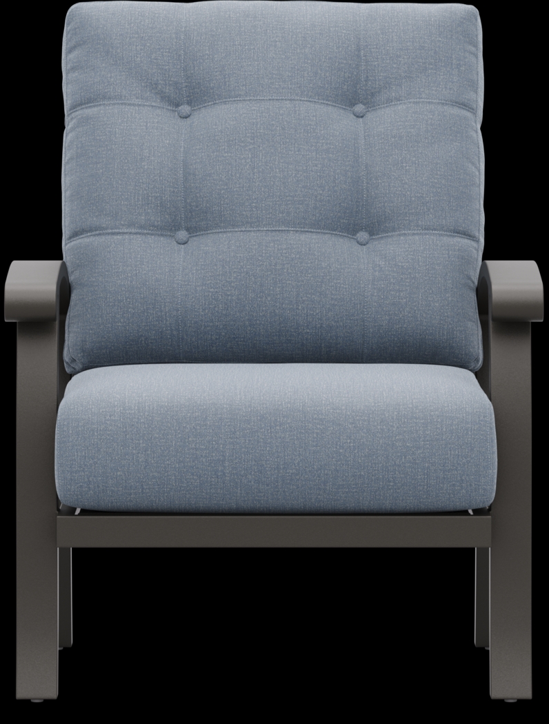 Lake Breeze Aged Bronze Outdoor Club Chair with Blueberry Cushions - Thumbnail - Image 2