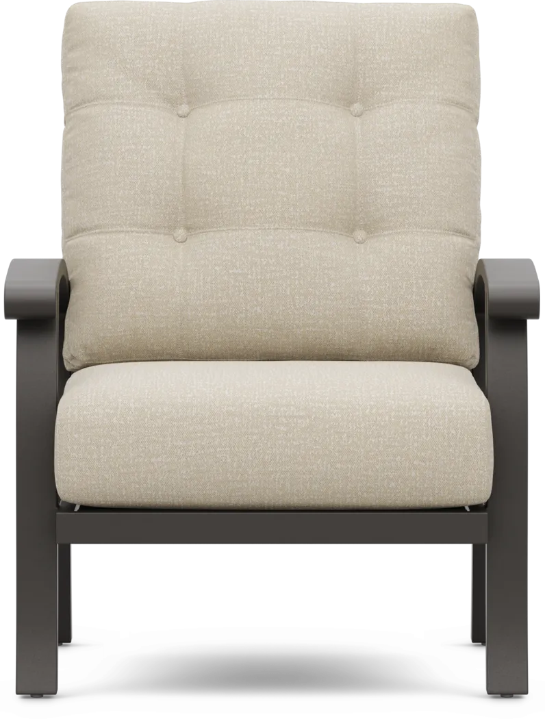 Lake Breeze Aged Bronze Outdoor Club Chair with Hemp-Colored Cushions - Thumbnail - Image 2