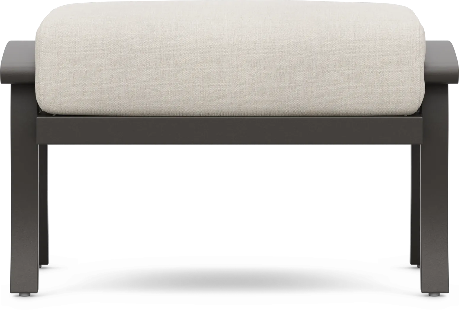 Lake Breeze Aged Bronze Outdoor Ottoman with Parchment Cushion - Thumbnail - Image 2