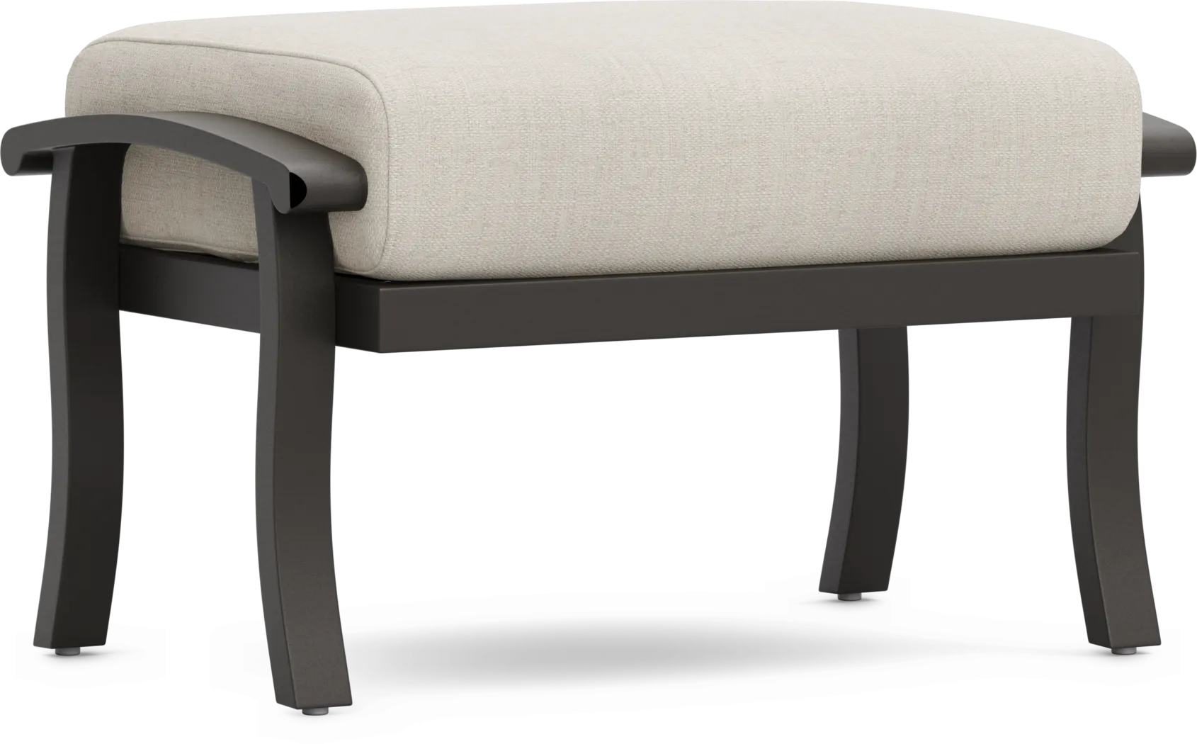 Lake Breeze Aged Bronze Outdoor Ottoman with Parchment Cushion - Thumbnail - Image 1