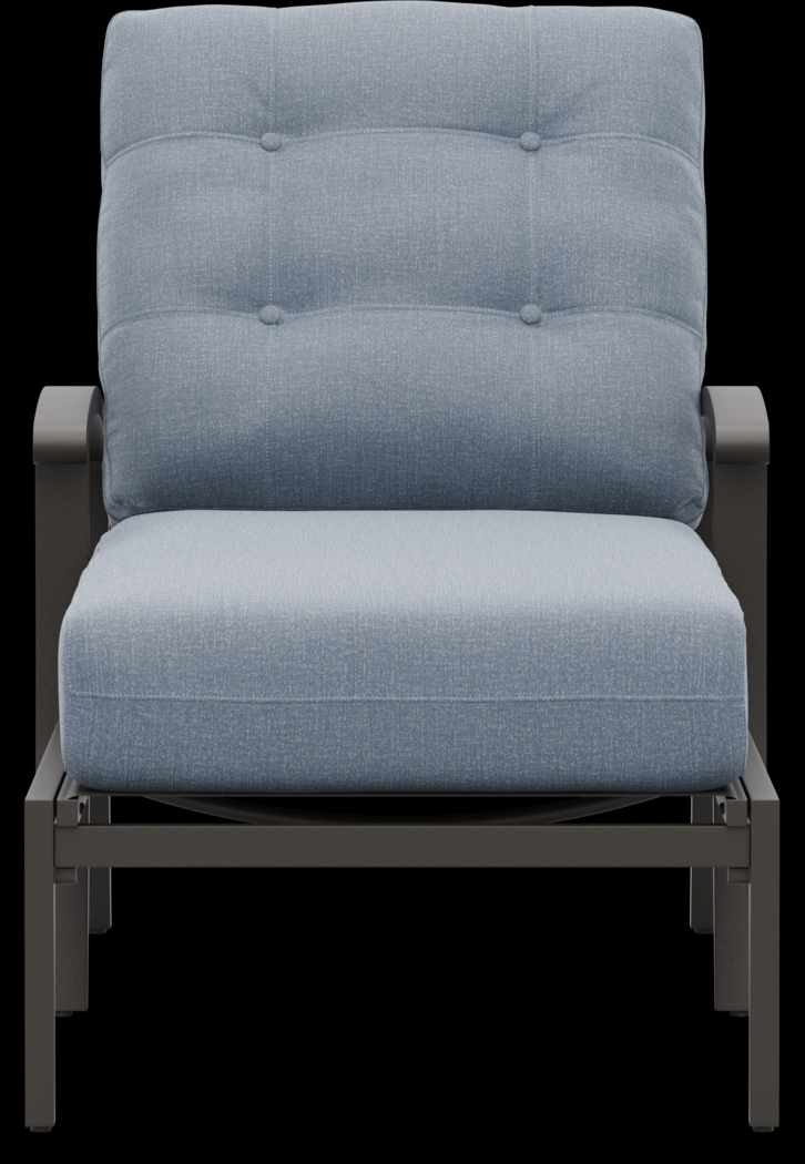 Lake Breeze Aged Bronze Outdoor Chaise with Blueberry Cushions - Thumbnail - Image 2