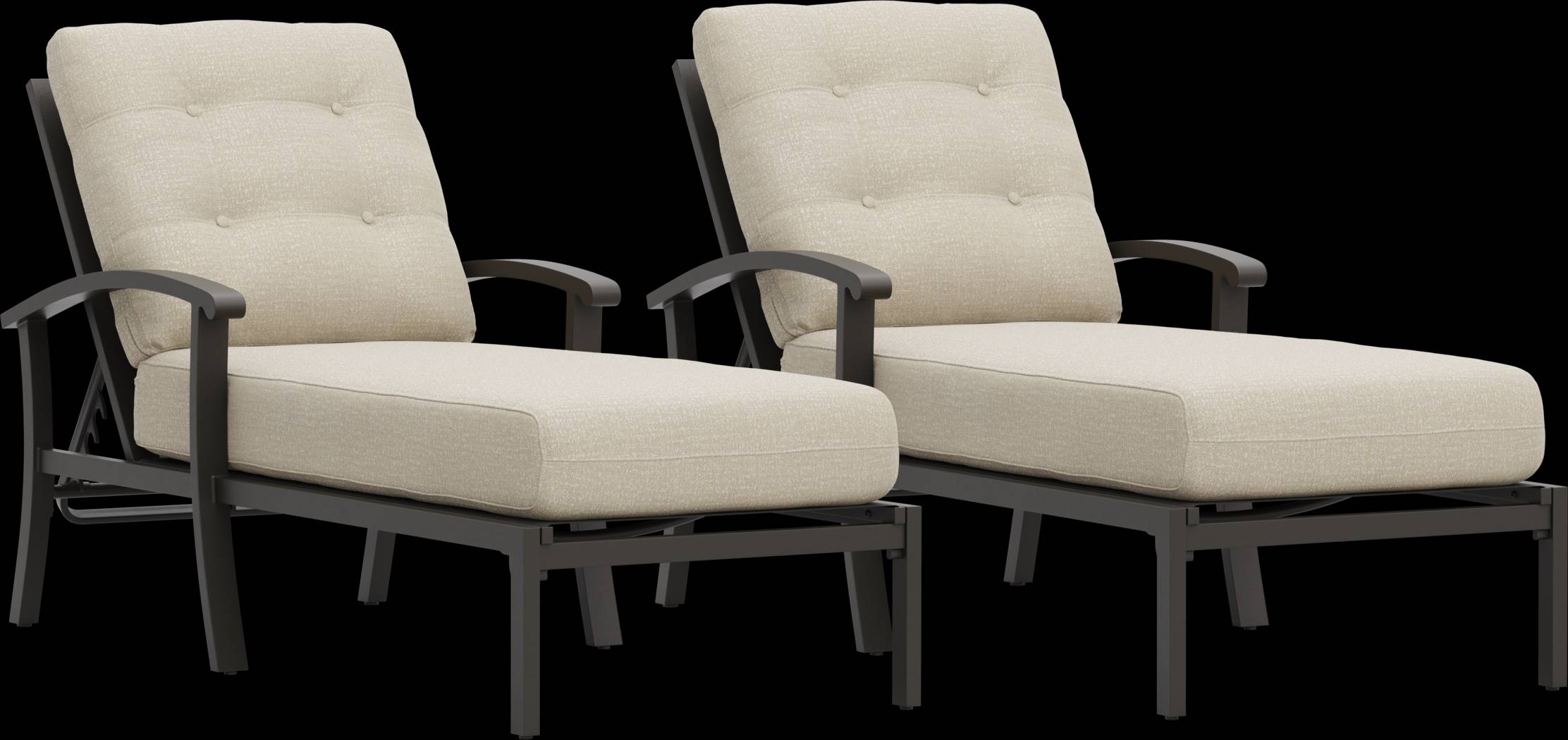 Lake Breeze Aged Bronze Outdoor Chaise with Hemp-Colored Cushions, Set of 2 - Thumbnail - Image 1