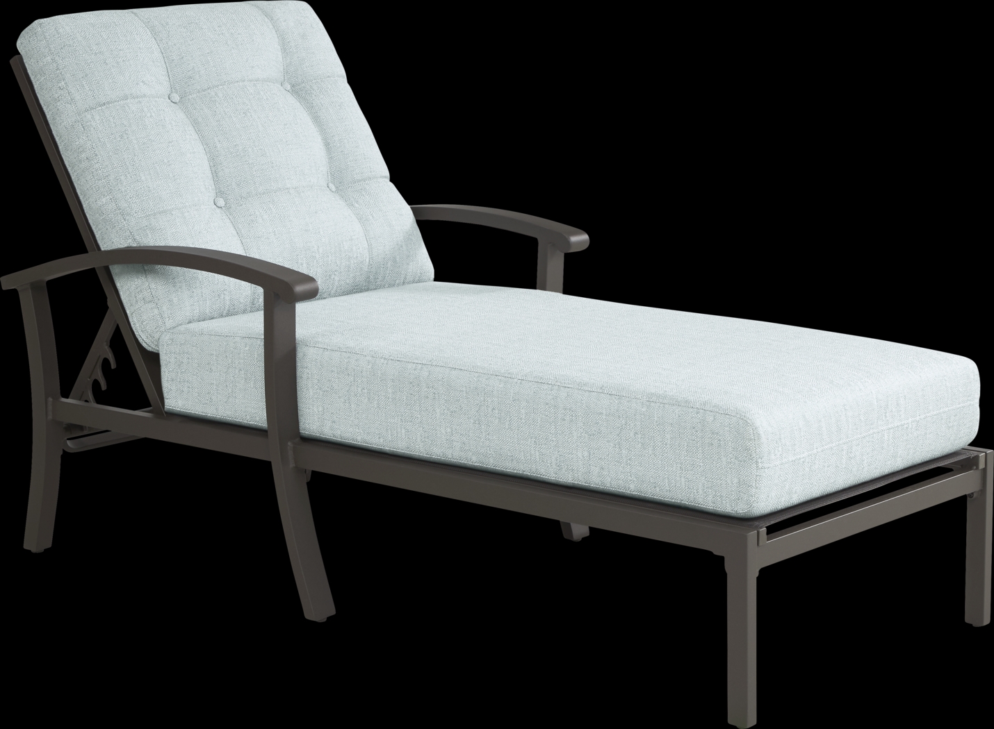 Lake Breeze Aged Bronze Outdoor Chaise with Mist Cushions - Thumbnail - Image 1