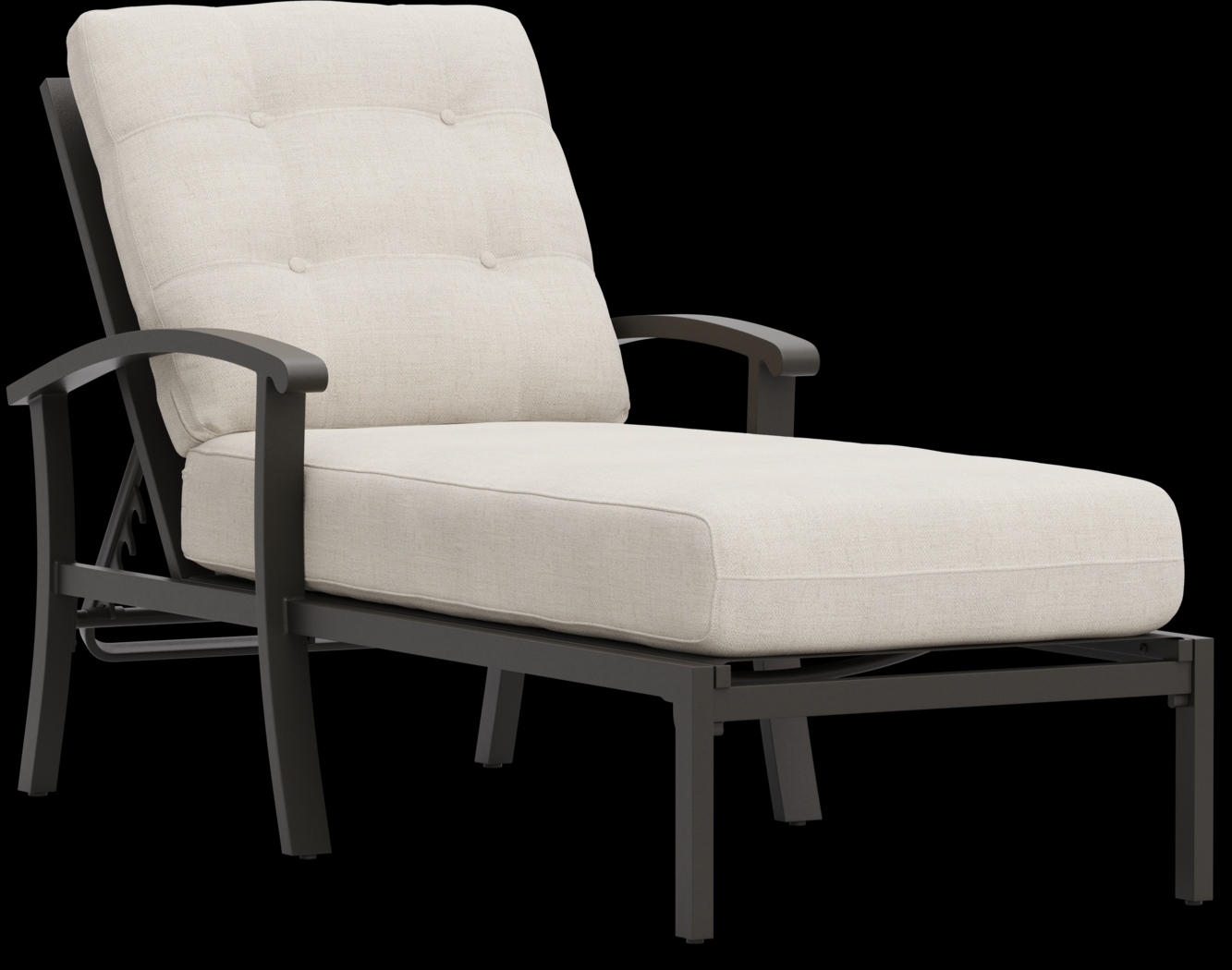 Lake Breeze Aged Bronze Outdoor Chaise with Parchment Cushions - Thumbnail - Image 1