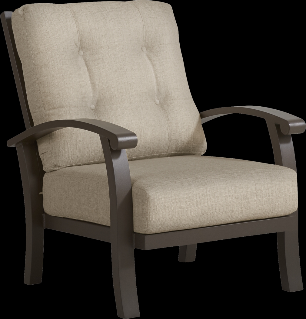 Lake Breeze Aged Bronze Outdoor Club Chair With Pebble Cushions - Thumbnail - Image 1