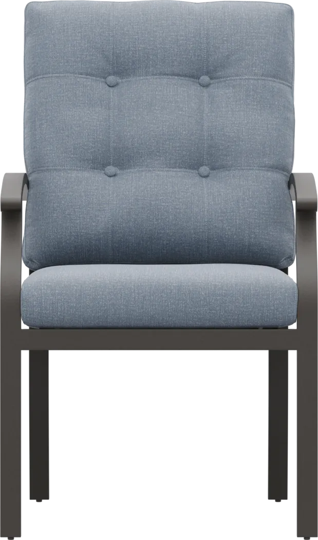 Lake Breeze Aged Bronze Outdoor Dining Chair with Blueberry Cushions - Thumbnail - Image 2