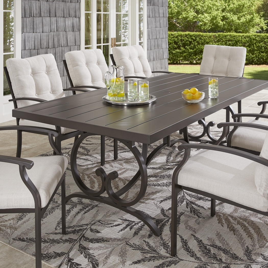 Lake Breeze Aged Bronze 5 Pc Round Outdoor Dining Set with Parchment Cushions - Thumbnail - Image 7