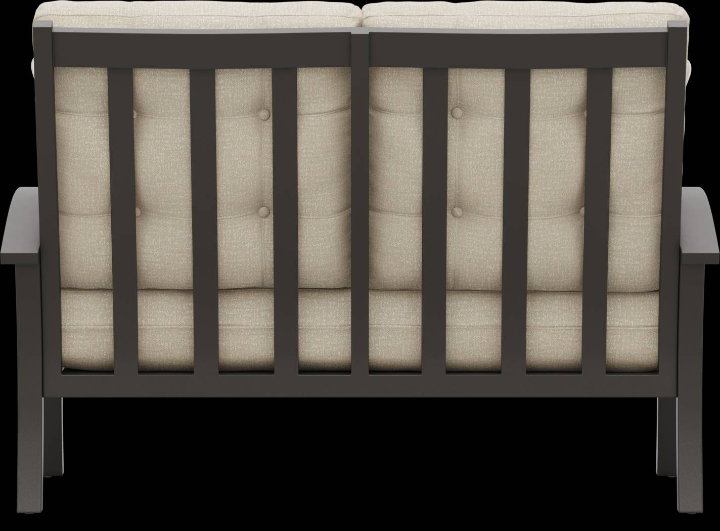 Lake Breeze Aged Bronze Outdoor Loveseat with Hemp-Colored Cushions - Thumbnail - Image 3