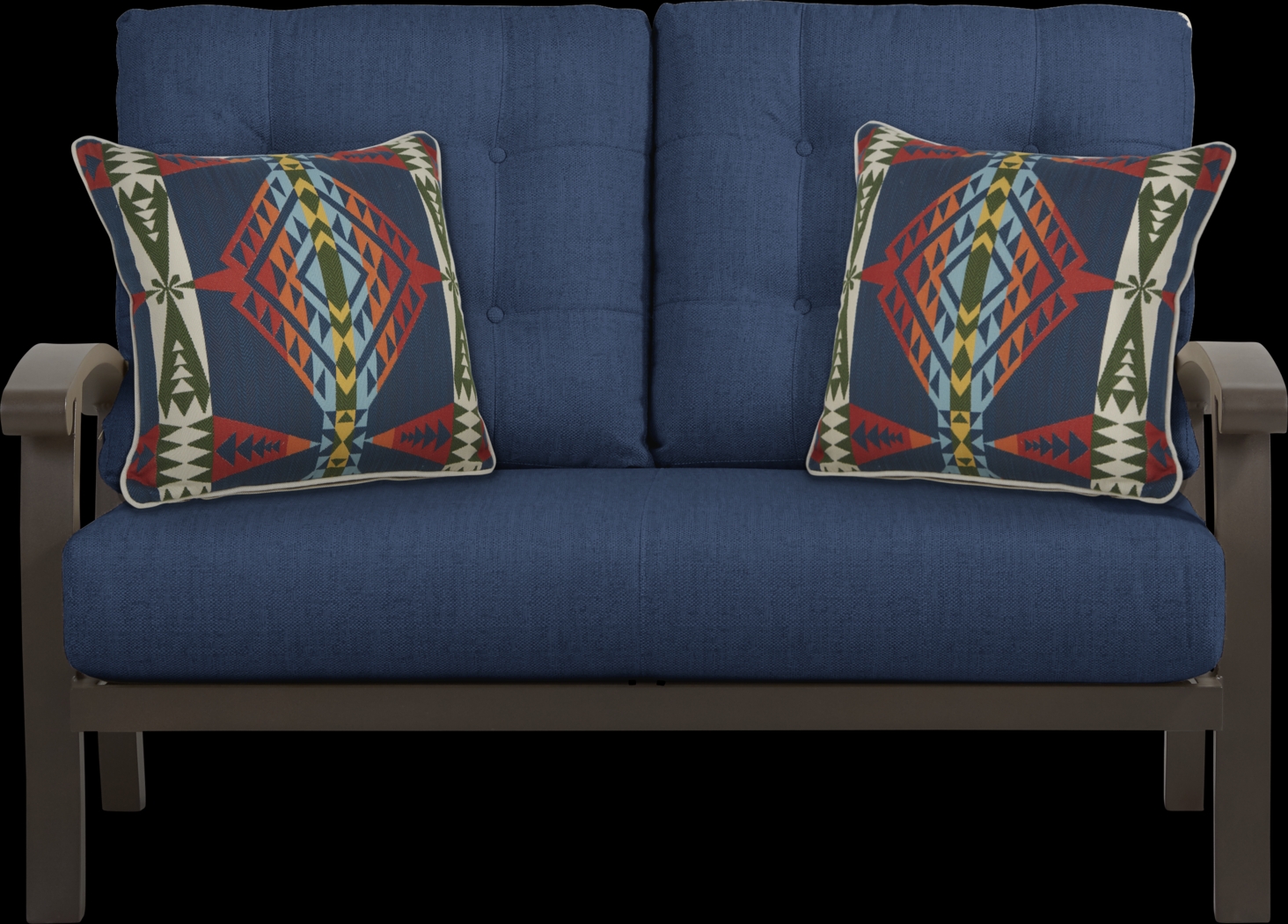 Lake Breeze Aged Bronze Outdoor Loveseat With Ink Cushions - Thumbnail - Image 1