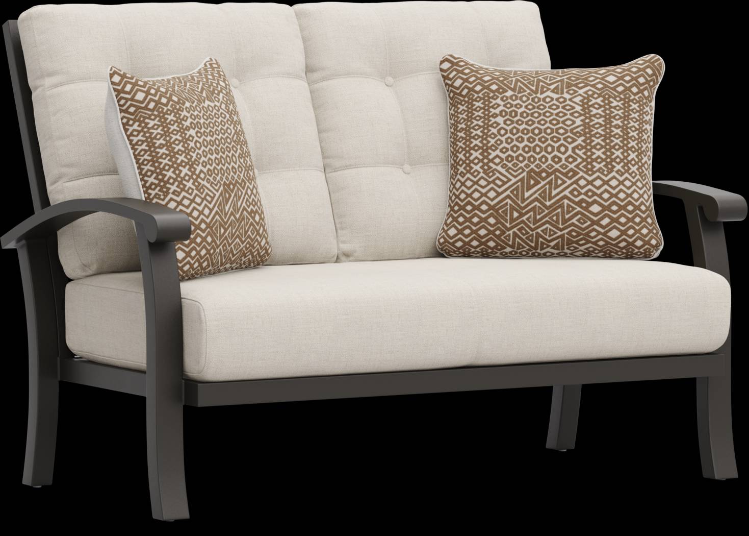 Lake Breeze Aged Bronze Outdoor Loveseat with Parchment Cushions - Thumbnail - Image 2