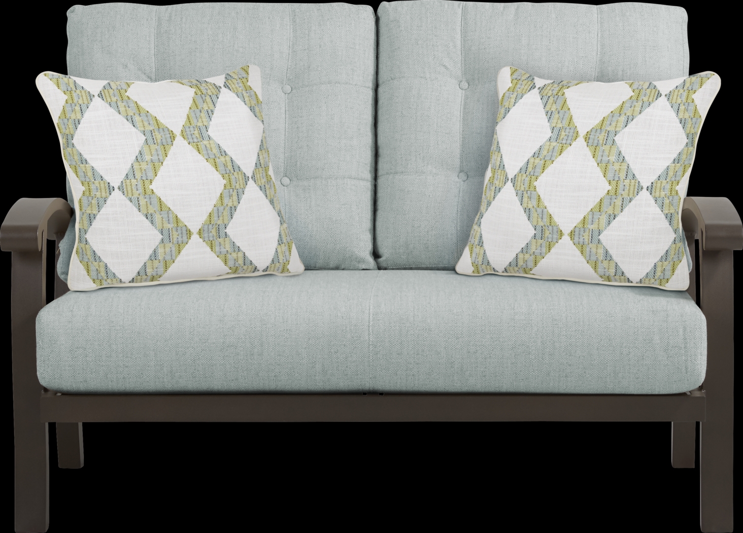 Lake Breeze Aged Bronze Outdoor 4 Pc Seating Set with Seafoam Cushions - Thumbnail - Image 2