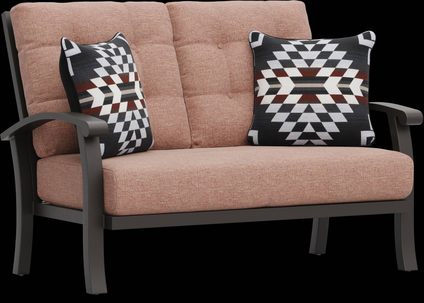 Lake Breeze Aged Bronze Outdoor Loveseat with Terracotta Cushions - Thumbnail - Image 2