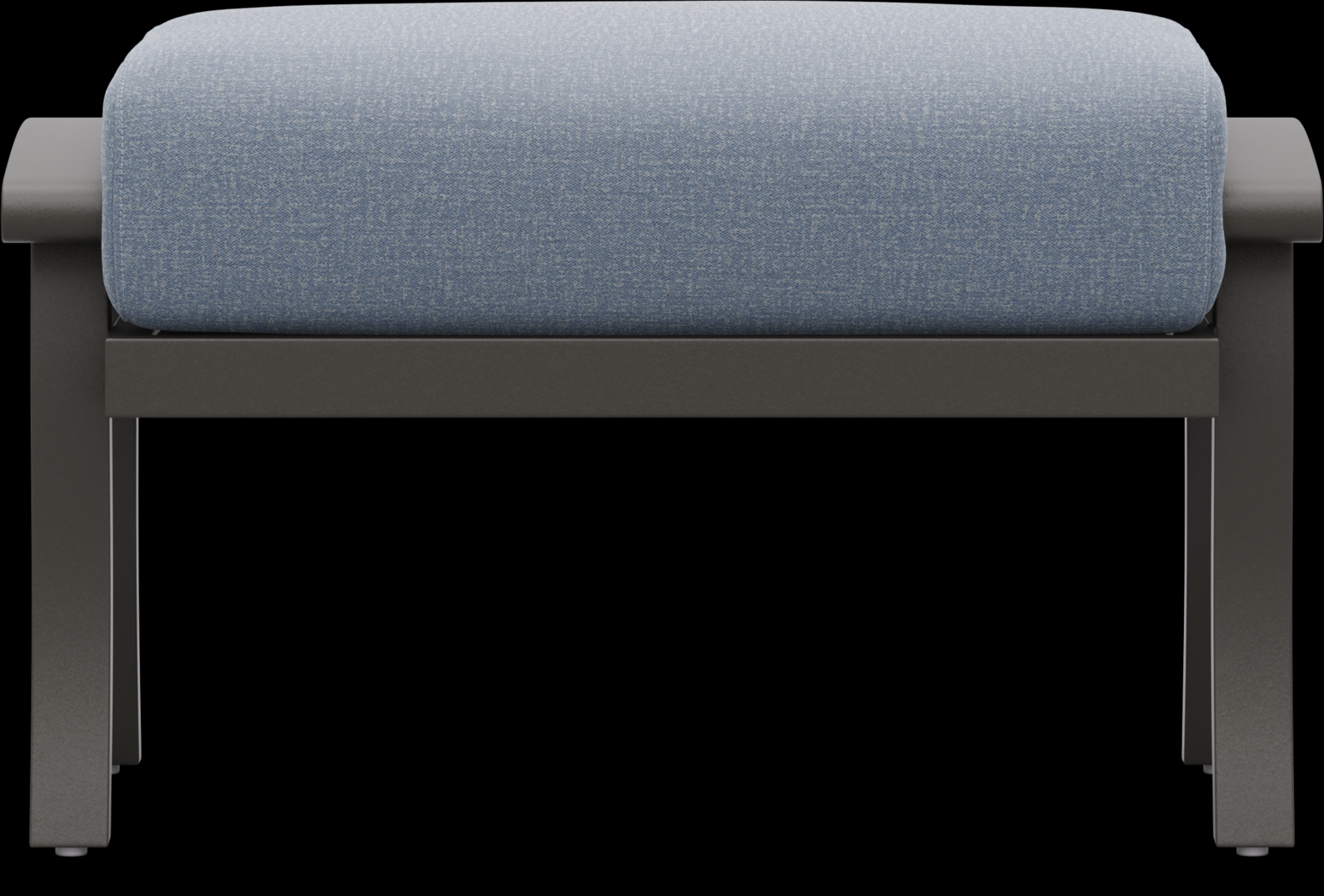 Lake Breeze Aged Bronze Outdoor Ottoman with Blueberry Cushion - Thumbnail - Image 2