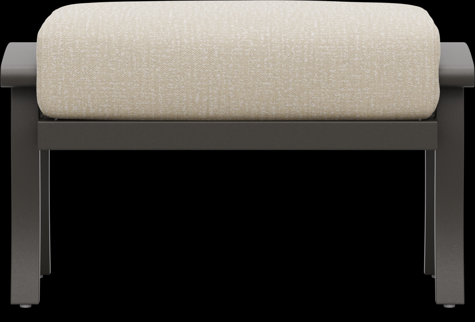 Lake Breeze Aged Bronze Outdoor Ottoman with Hemp-Colored Cushion - Thumbnail - Image 2