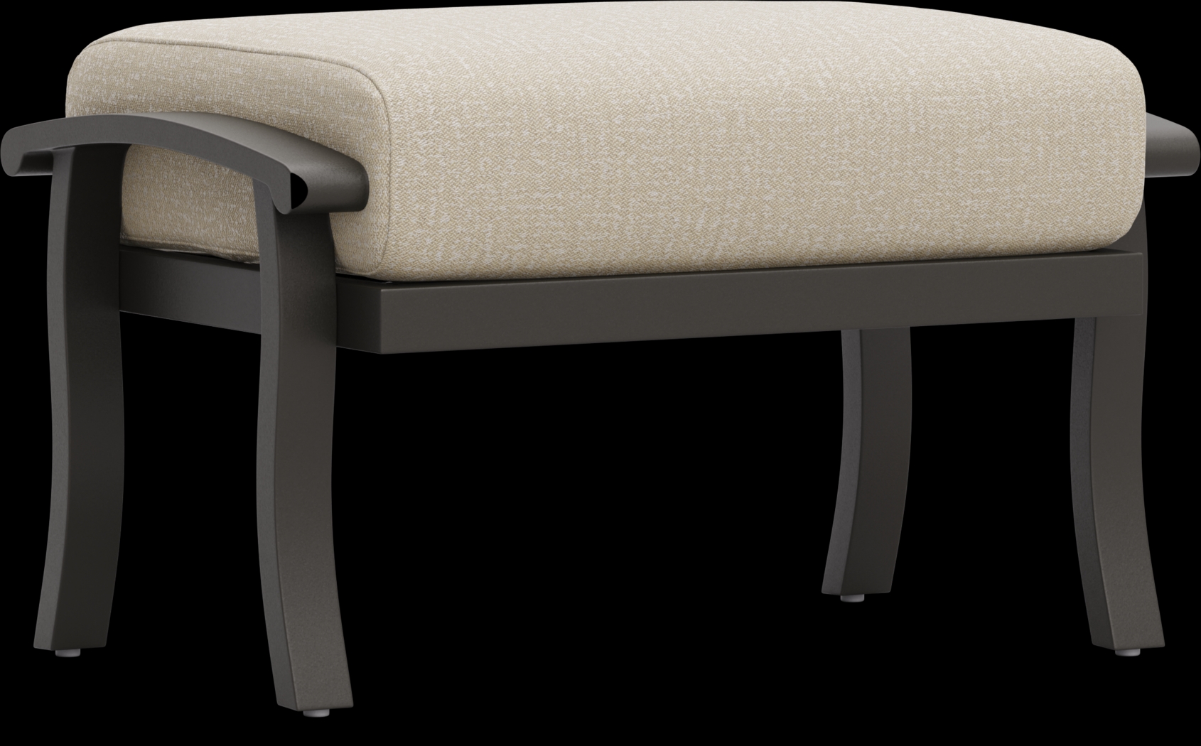 Lake Breeze Aged Bronze Outdoor Ottoman with Hemp-Colored Cushion - Thumbnail - Image 1