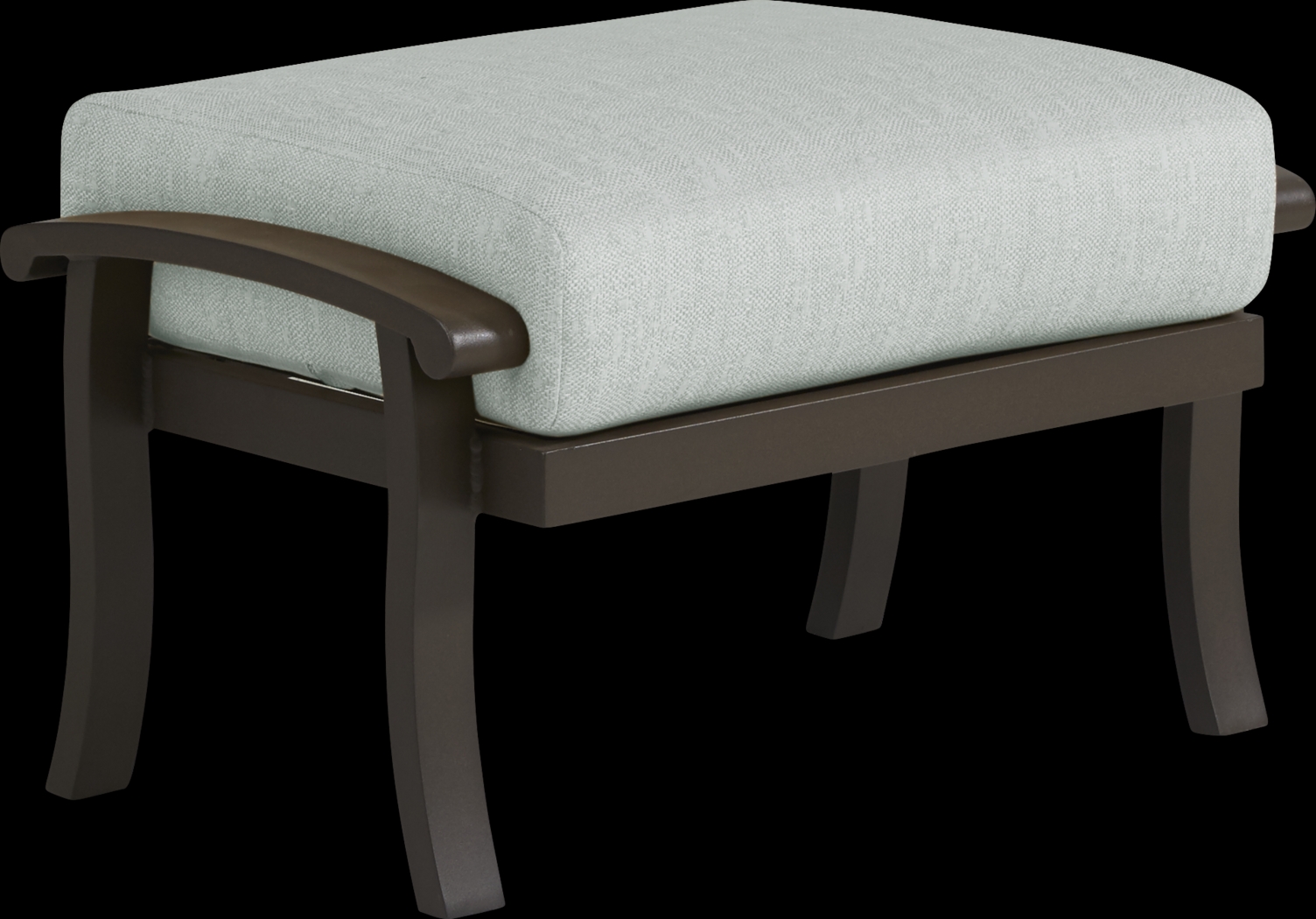 Lake Breeze Aged Bronze Outdoor Ottoman With Rollo Mist Cushion - Thumbnail - Image 1