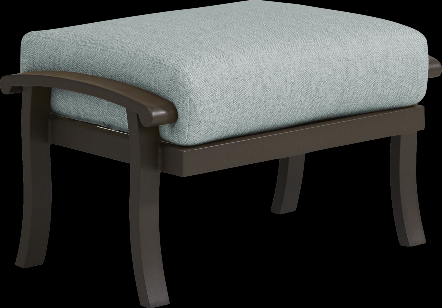 Lake Breeze Aged Bronze Outdoor Ottoman with Mist Cushion - Thumbnail - Image 1