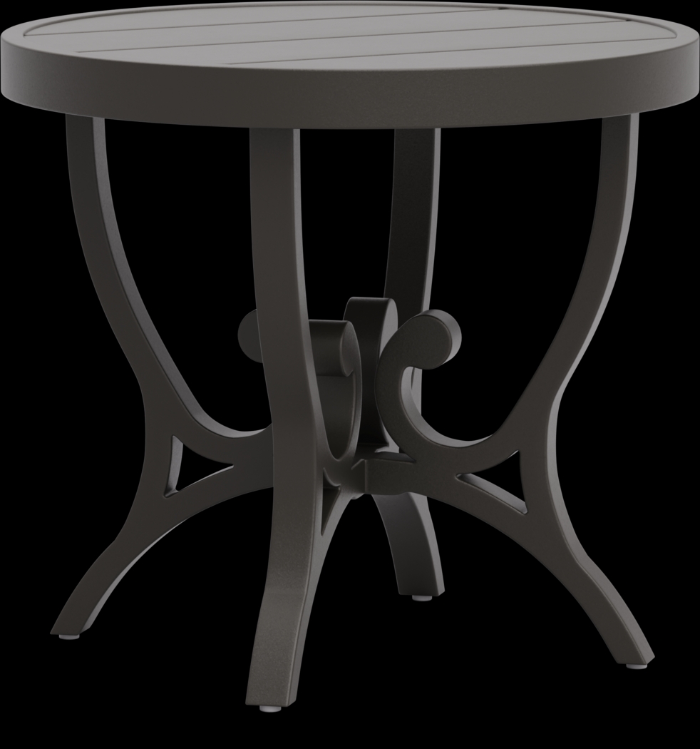 Lake Breeze Aged Bronze Outdoor Round End Table - Thumbnail - Image 1