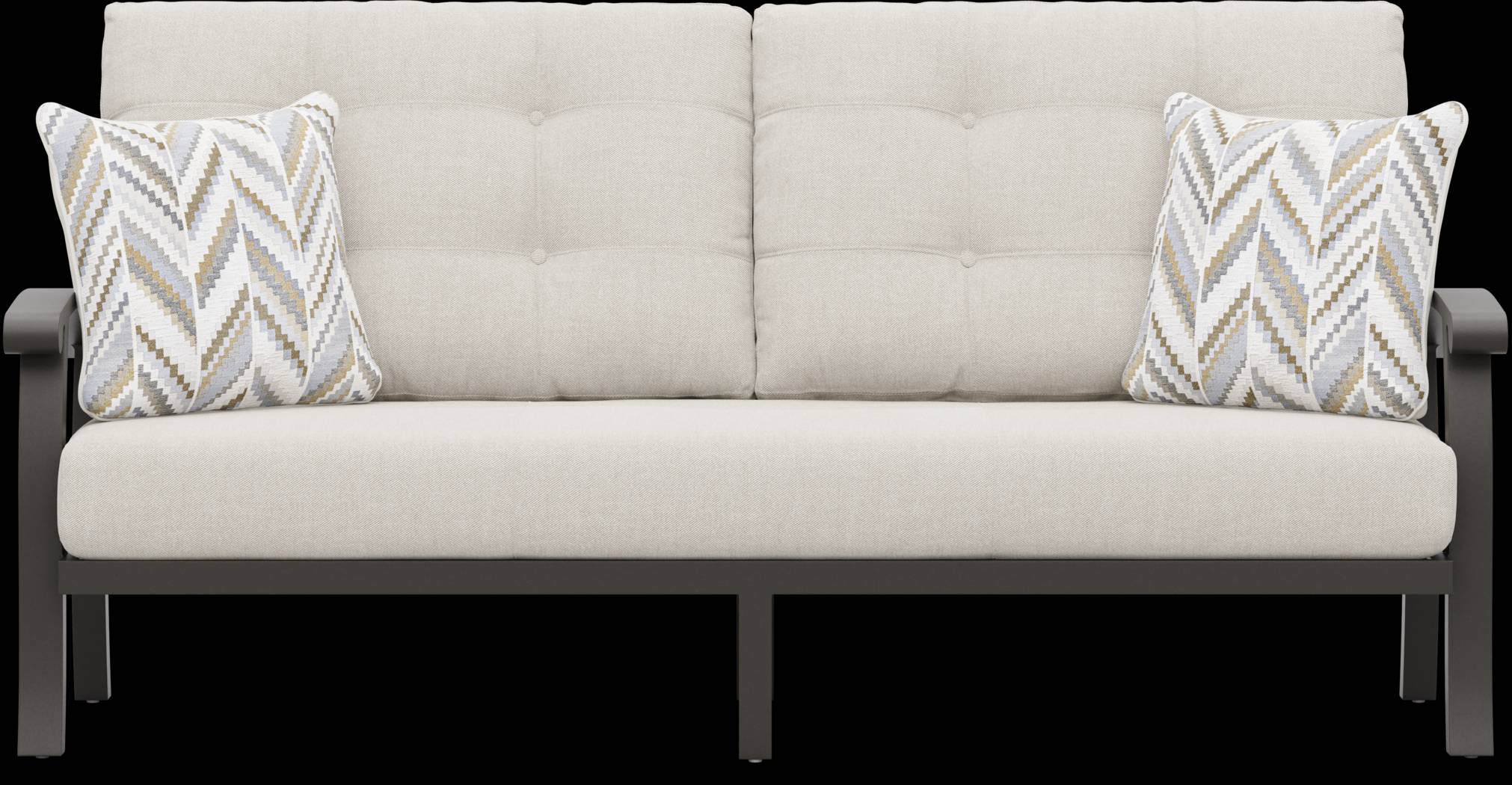 Lake Breeze Aged Bronze Outdoor Sofa with Desert Cushions - Thumbnail - Image 1