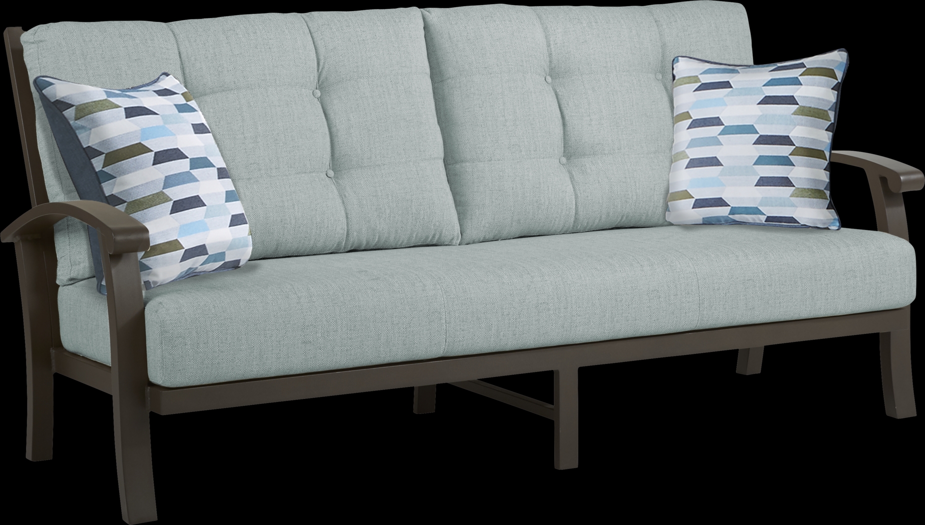 Lake Breeze Aged Bronze Outdoor Sofa with Mist Cushions - Thumbnail - Image 3