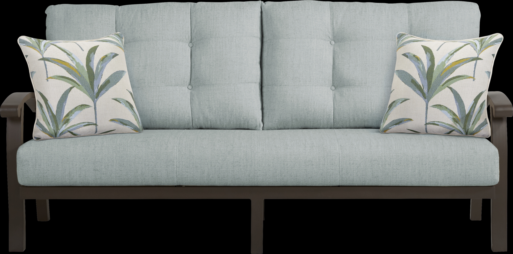 Lake Breeze Aged Bronze Outdoor Sofa with Mist Cushions - Thumbnail - Image 1