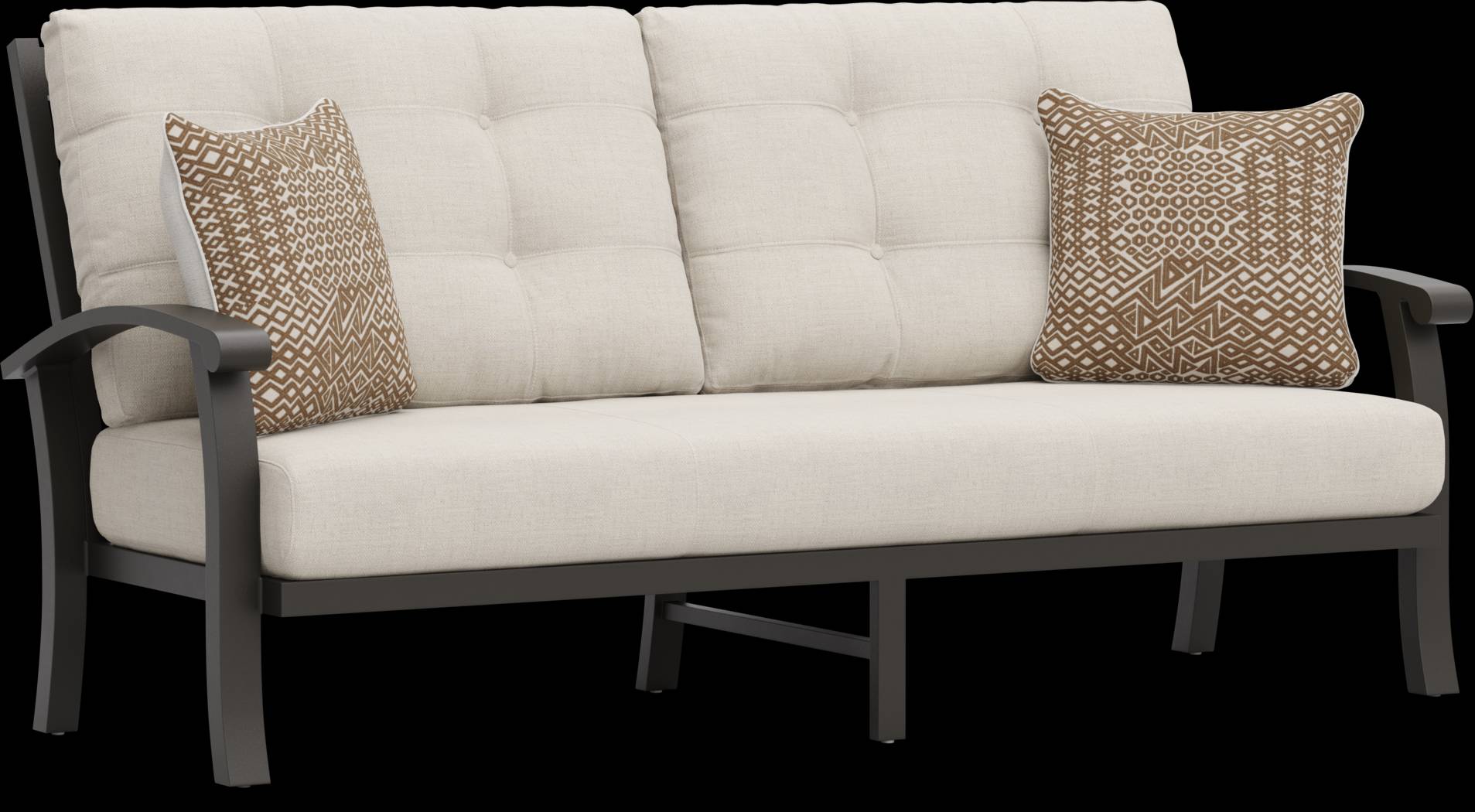 Lake Breeze Aged Bronze Outdoor Sofa with Parchment Cushions - Thumbnail - Image 2