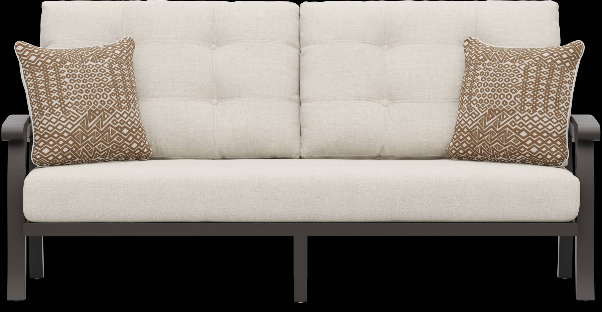 Lake Breeze Aged Bronze Outdoor Sofa with Parchment Cushions - Thumbnail - Image 1