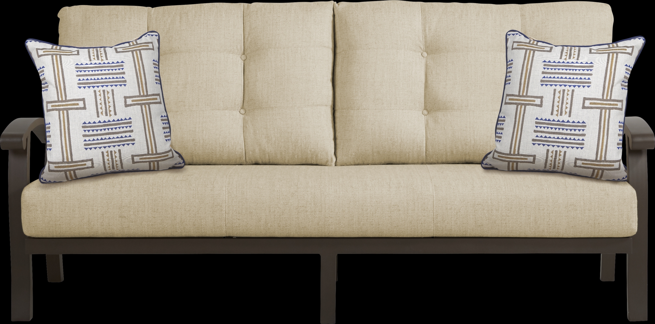 Lake Breeze Aged Bronze 4 Pc Outdoor Seating Set with Straw Cushions - Thumbnail - Image 3