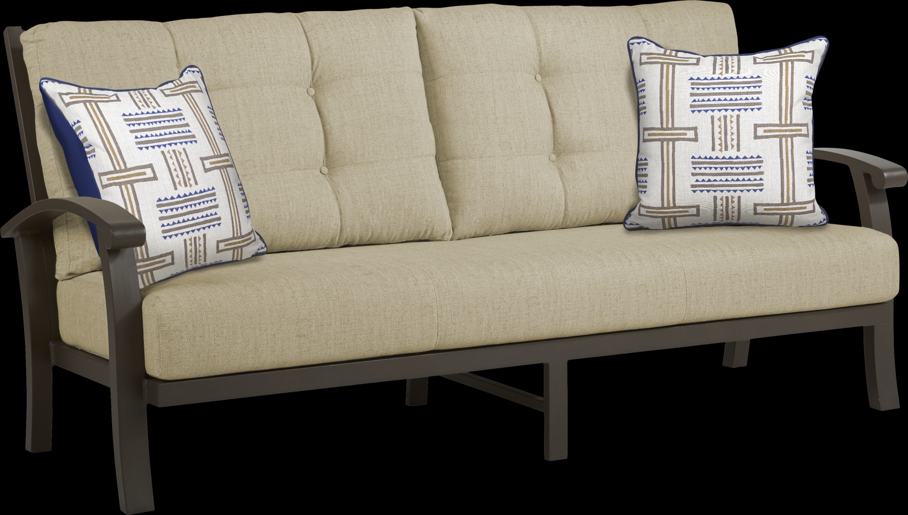 Lake Breeze Aged Bronze 4 Pc Outdoor Seating Set with Straw Cushions - Thumbnail - Image 2